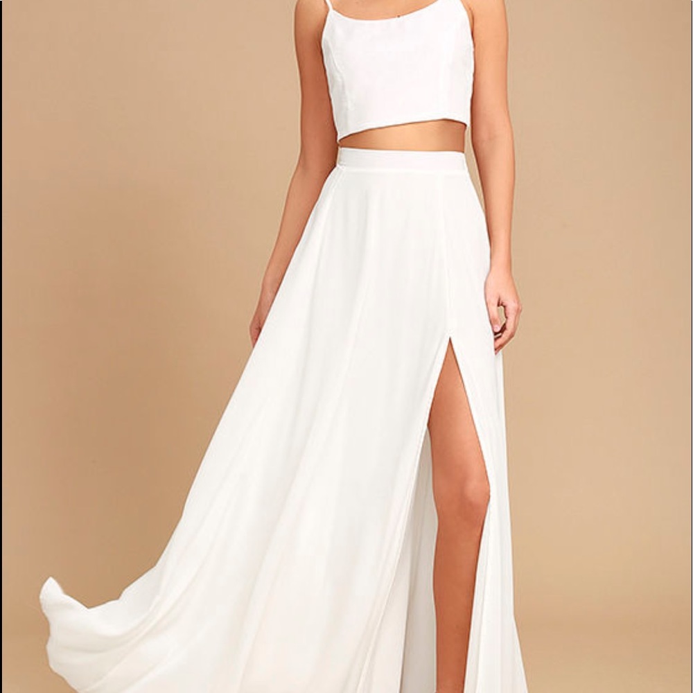 Lulus White Two Piece Maxi Dress